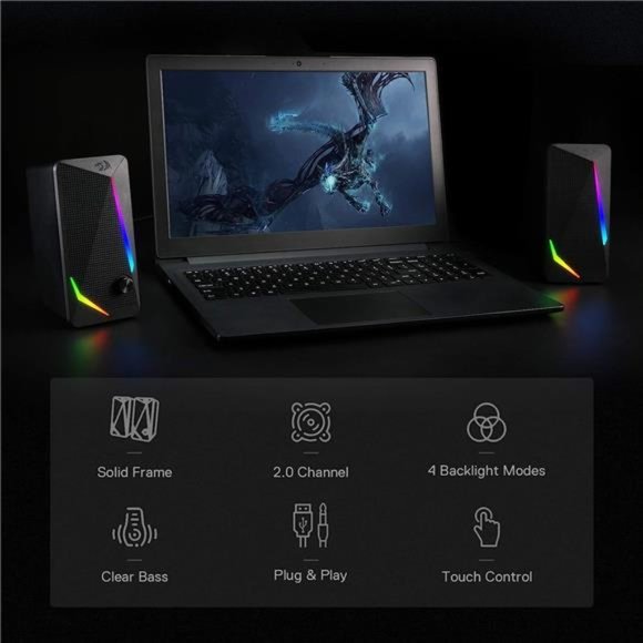 Waltz RGB Desktop Speakers,2.0 Channel PC Computer Stereo Speaker with 4Colorful - Picture 3 of 7